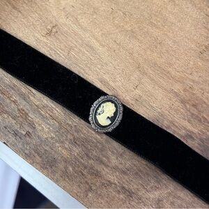 Black Velvet Choker with Cameo Pendant